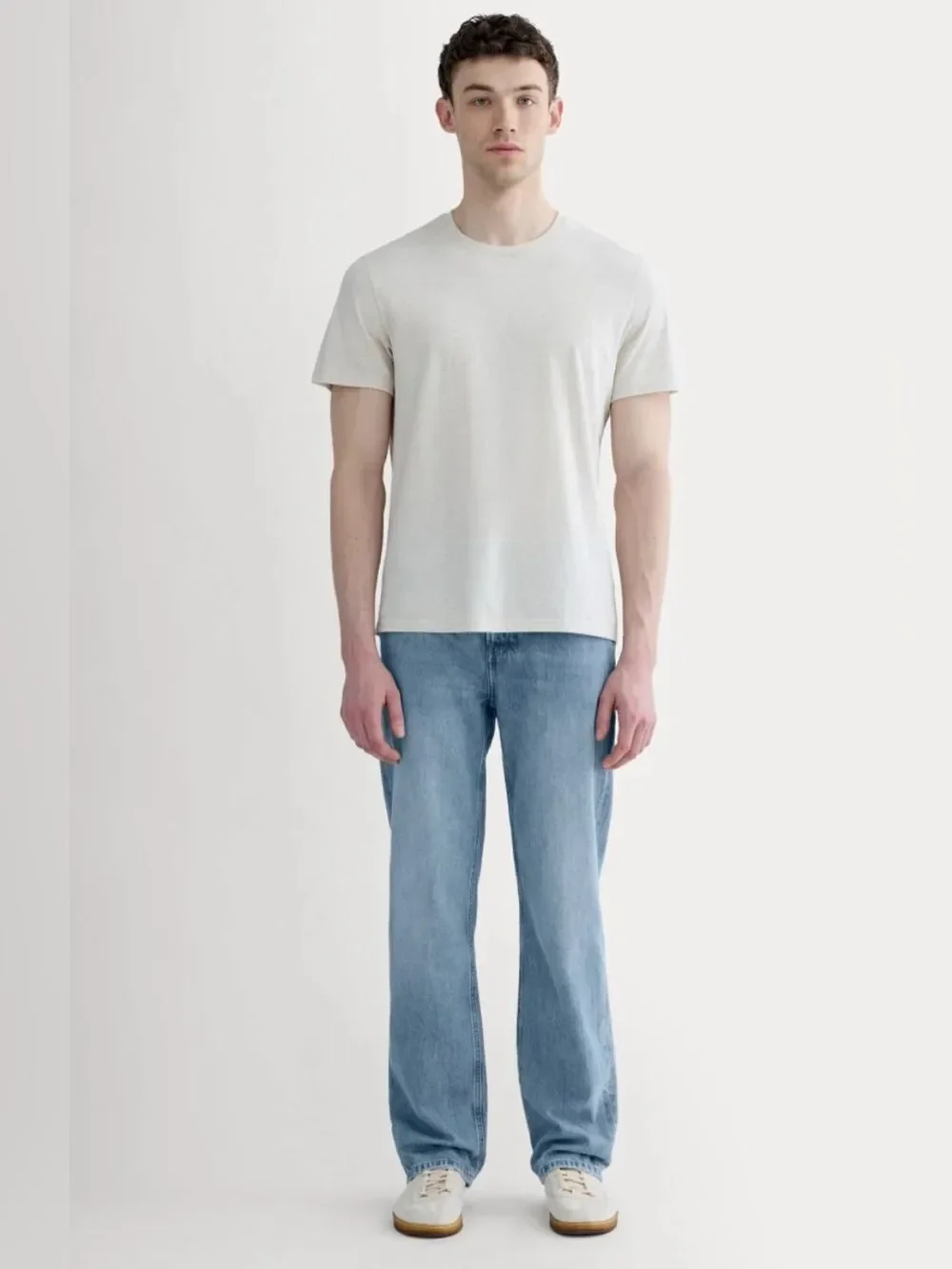 New Everlane THE ESSENTIAL ORGANIC CREW in HEATHERED OAT Size M - Picture 10 of 11